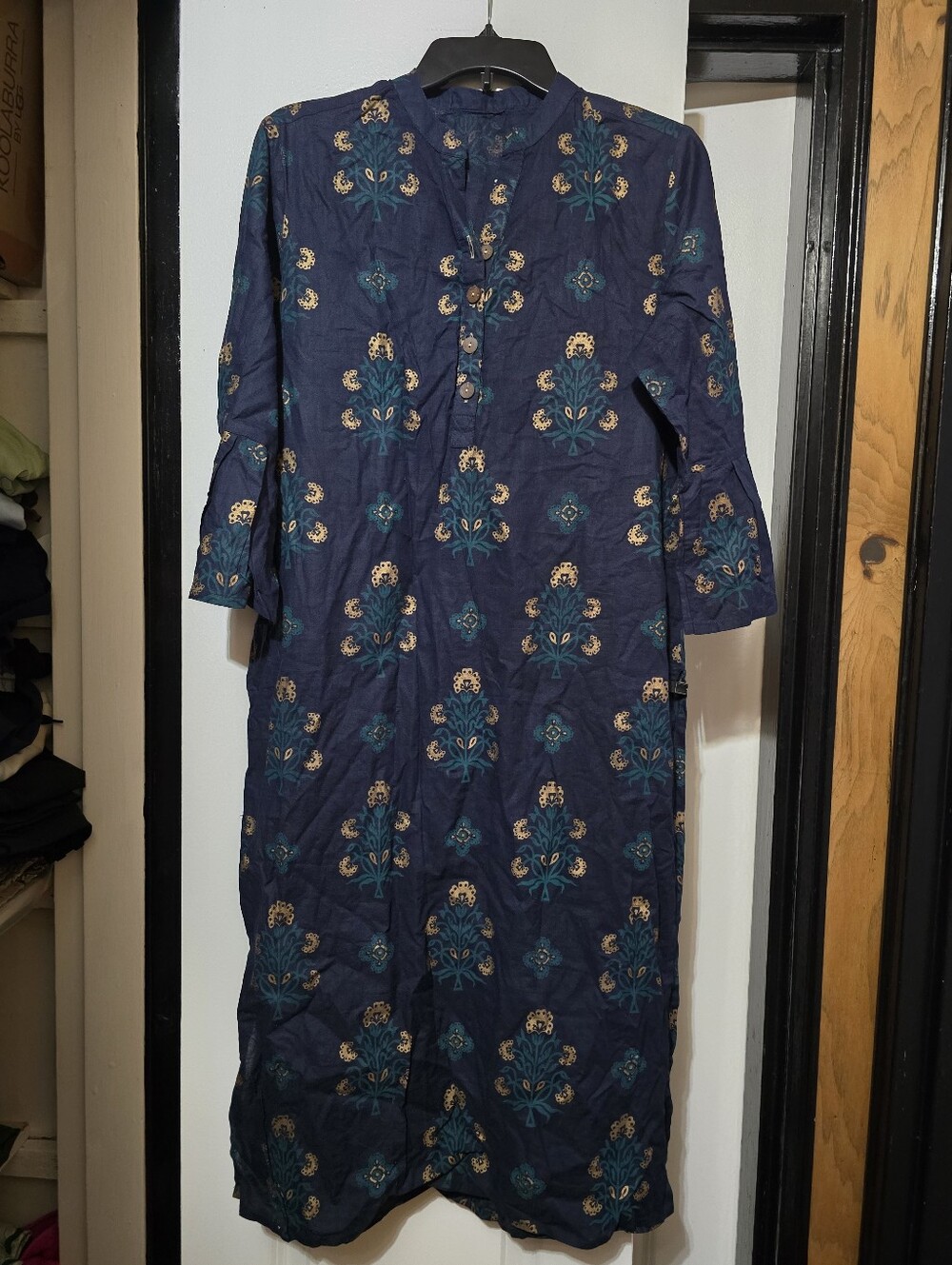 Women’s Navy Floral Printed Kurta Dress Size Large